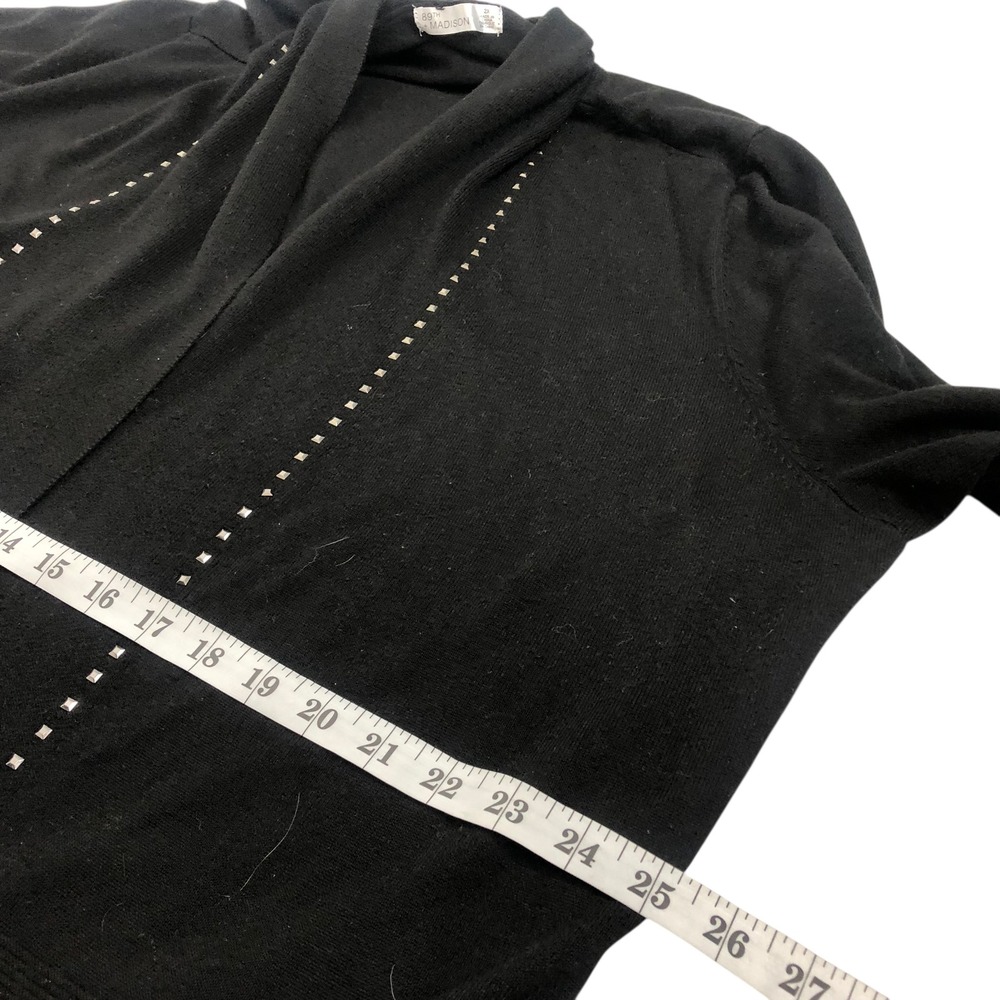 89th + Madison Black Studded Open Front Knit Cardigan Sweater Size 2X Gothic - Picture 10 of 11